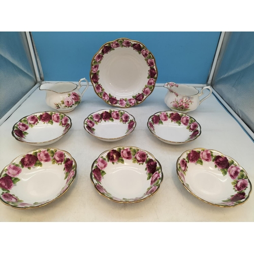 60 - Royal Albert 'Old English Rose' Pattern Dessert Set plus Royal Albert Milk Jugs in the 'American Bea... 