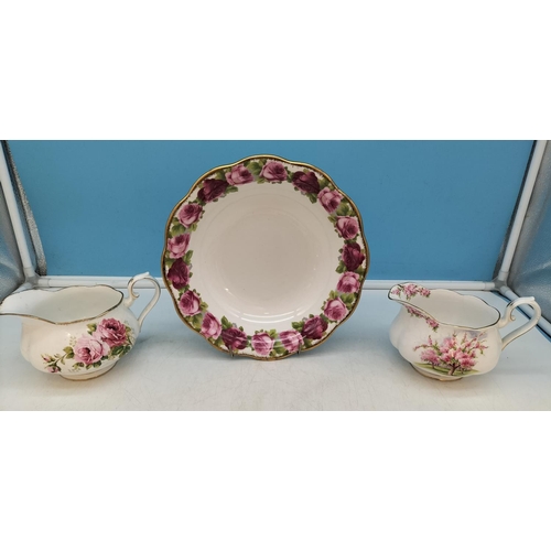 60 - Royal Albert 'Old English Rose' Pattern Dessert Set plus Royal Albert Milk Jugs in the 'American Bea... 