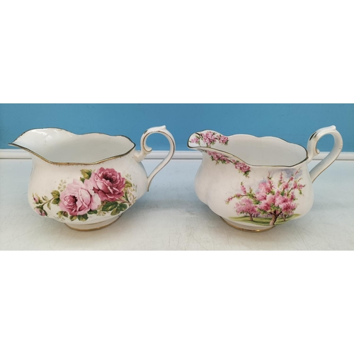 60 - Royal Albert 'Old English Rose' Pattern Dessert Set plus Royal Albert Milk Jugs in the 'American Bea... 