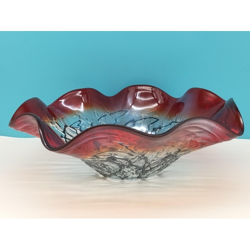 62 - Art Glass Volcano Splash Bowl. 14cm High, 39cm Diameter.