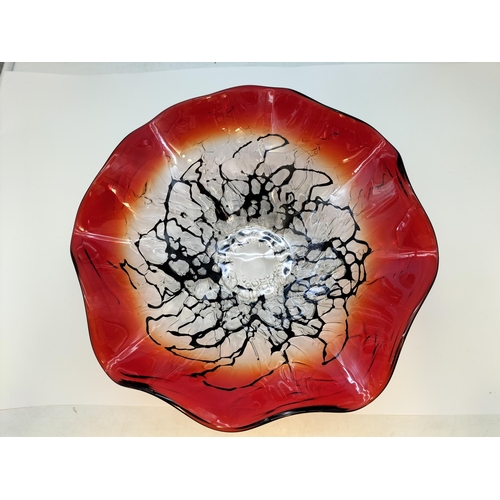 62 - Art Glass Volcano Splash Bowl. 14cm High, 39cm Diameter.