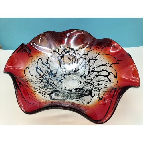 62 - Art Glass Volcano Splash Bowl. 14cm High, 39cm Diameter.