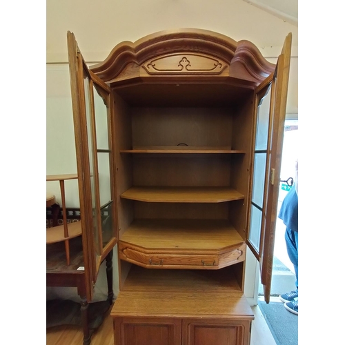 63 - Wooden Display Unit with Cupboard and Drawer. 220cm High, 92cm x 56cm. Collection Only.