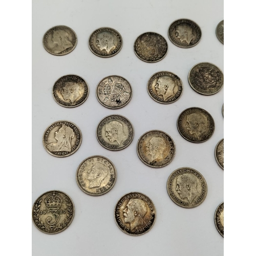 67 - Collection of Pre 1920 Silver Three Pence Pieces (24.9 Grams) plus Pre 1947 .500 Silver Pieces (22.4... 