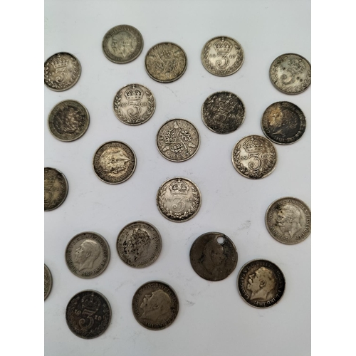 67 - Collection of Pre 1920 Silver Three Pence Pieces (24.9 Grams) plus Pre 1947 .500 Silver Pieces (22.4... 