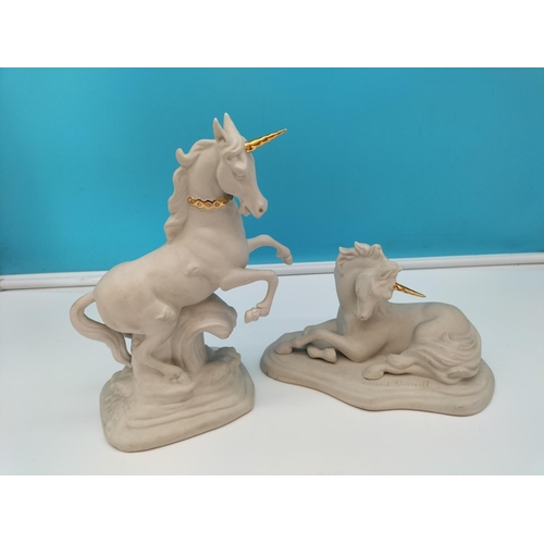 69 - Franklin Mint Unicorn Figures (2) by David Cornell - 'Guardian of the Heart' and 'The Messenger of L... 