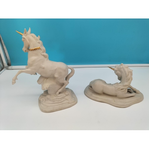 69 - Franklin Mint Unicorn Figures (2) by David Cornell - 'Guardian of the Heart' and 'The Messenger of L... 