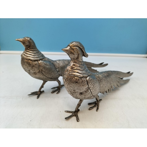 72 - Pair of Plated Pheasant Figures. 27cm Long.