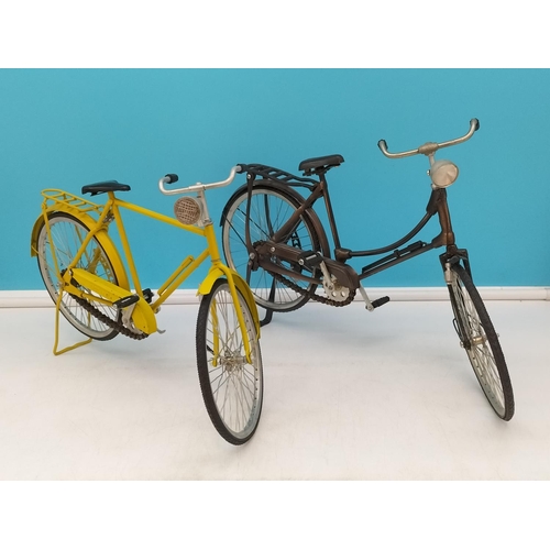 228 - Scale Model Vintage Bicycles (2). 28cm High x 38cm Long.