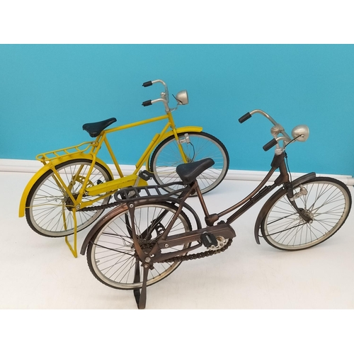 228 - Scale Model Vintage Bicycles (2). 28cm High x 38cm Long.