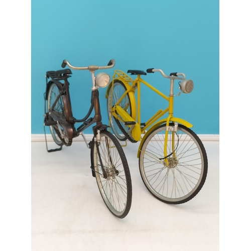 228 - Scale Model Vintage Bicycles (2). 28cm High x 38cm Long.