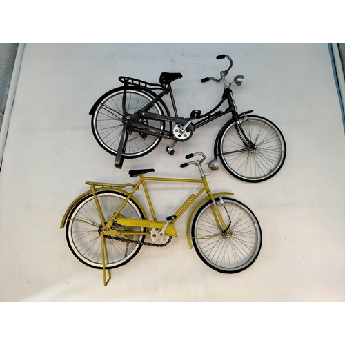 228 - Scale Model Vintage Bicycles (2). 28cm High x 38cm Long.