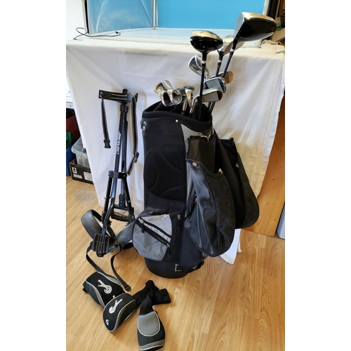 124 - Confidence Golf Bag with Set of Right Handed  Confidence Golf Clubs, Tees, and Balls plus Trolley. C... 