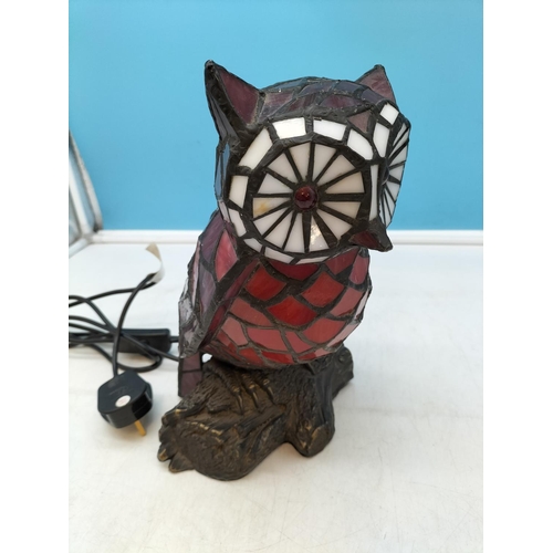 160 - Tiffany Style Red and White Owl Lamp W/O. Slight A/F to Tail.