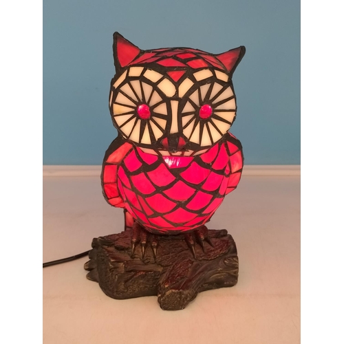 160 - Tiffany Style Red and White Owl Lamp W/O. Slight A/F to Tail.