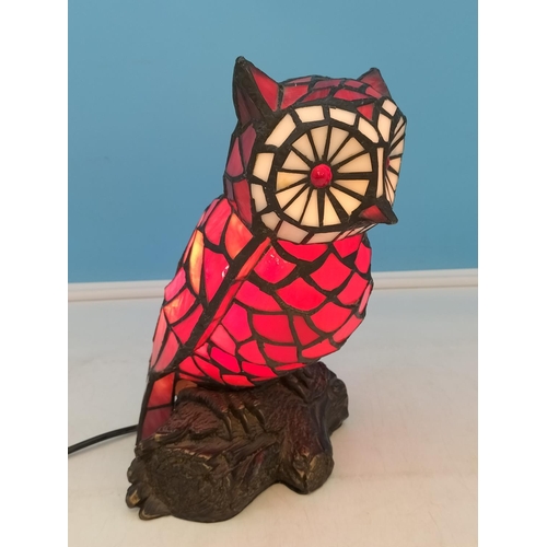 160 - Tiffany Style Red and White Owl Lamp W/O. Slight A/F to Tail.