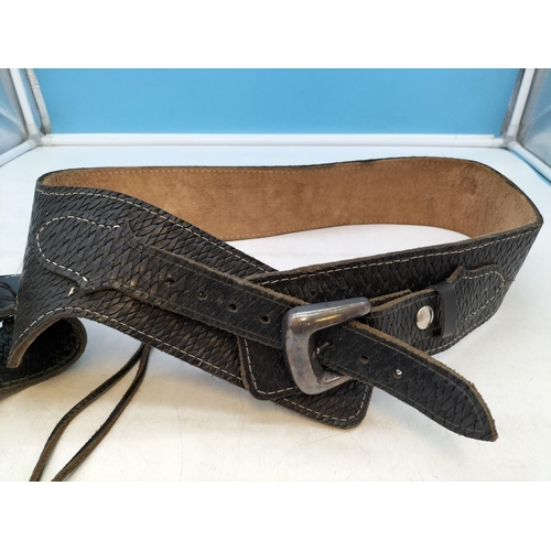 236 - Leather Gun Belt with Holster. Max Size 44