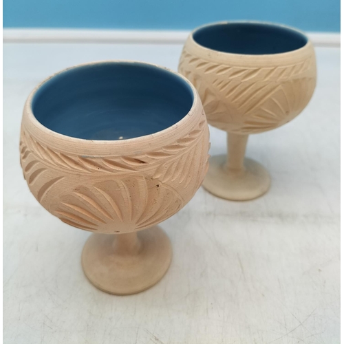 246 - 6 x Pottery Goblets with Glazed Interior. 10cm Tall.