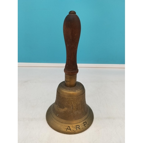 26 - Original WWII British Army/Civil Defence Bell, Marked 1939 and 'Fiddian'. 26cm High, 13cm Rim Diamet... 