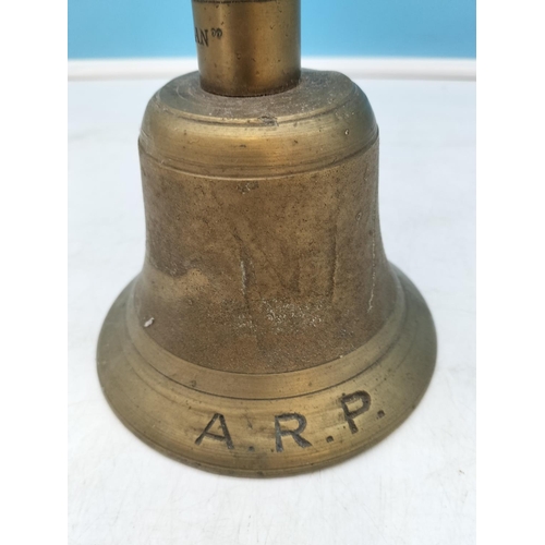 26 - Original WWII British Army/Civil Defence Bell, Marked 1939 and 'Fiddian'. 26cm High, 13cm Rim Diamet... 