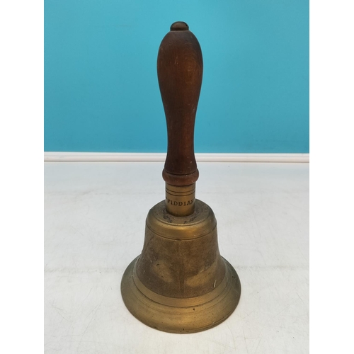 26 - Original WWII British Army/Civil Defence Bell, Marked 1939 and 'Fiddian'. 26cm High, 13cm Rim Diamet... 