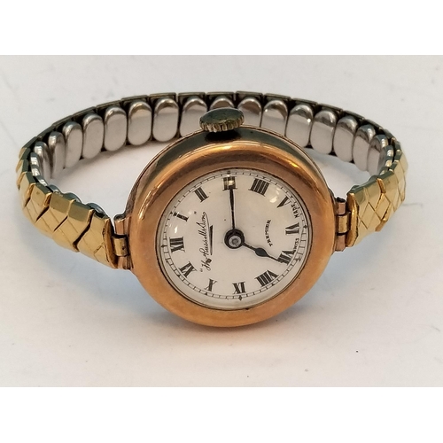 30 - 9ct Gold Cased Thomas Russell & Sons Premier Swiss Made Ladies Watch. Requires Attention.