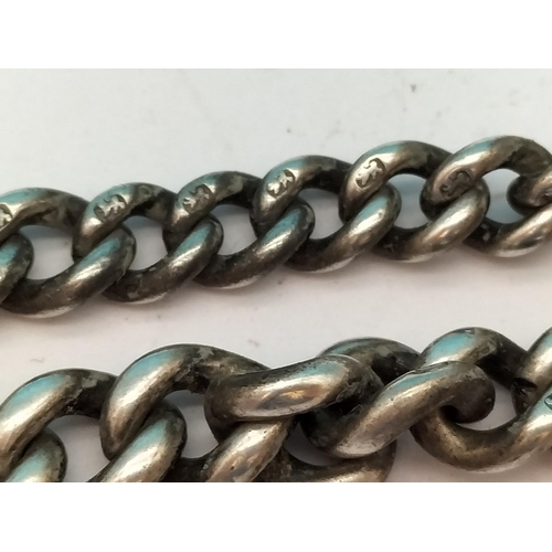 34 - Silver Hallmarked 38cm Albert Chain. 46.8 Grams.