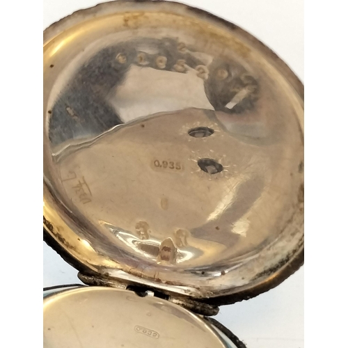 38 - Antique 935 Silver Cased Pocket Watch by Triomphe. Requires Attention.