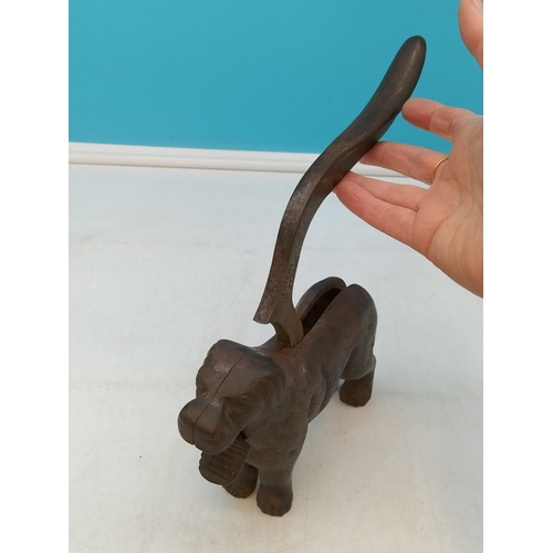 43 - Vintage Cast Metal 'Dog' Nut Crackers. Patent No 273480. 13cm High x 30cm.