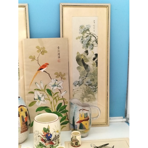 652 - Collection of Items to include Framed Chinese Watercolours on Silk (3), Original 1940/1950 Hummel Pe... 