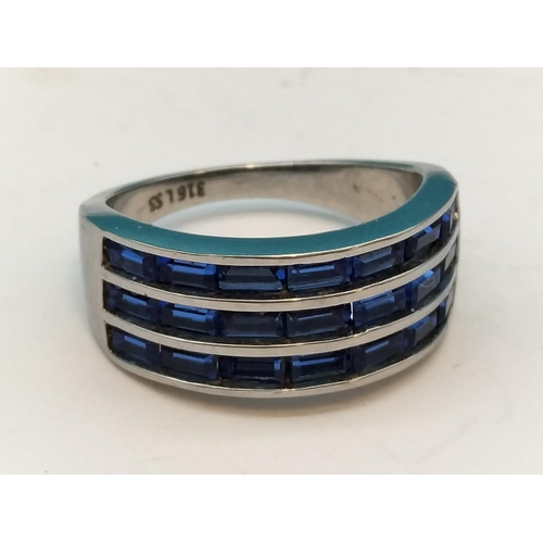 77 - Blue Sapphire Coloured Ladies Ring. Size T.