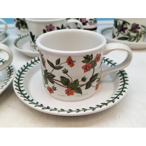 79 - Portmerion 'Botanic Garden' Cups and Saucers (6), 14cm Storage Jars (2) plus Egg Trinket Pot.