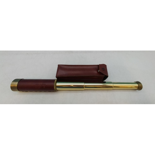 84 - Cased Carns 3 Draw Brass and Leather Bound Telescope. 36cm when Open.