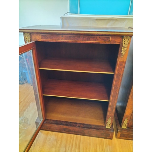 89 - Pair of Walnut Veneered Glass Fronted Book Shelves/Display Cabinets. Each 97cm High, 78cm x 36.5cm. ... 