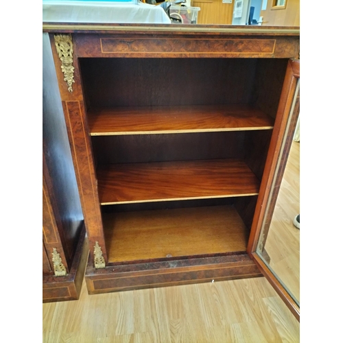 89 - Pair of Walnut Veneered Glass Fronted Book Shelves/Display Cabinets. Each 97cm High, 78cm x 36.5cm. ... 