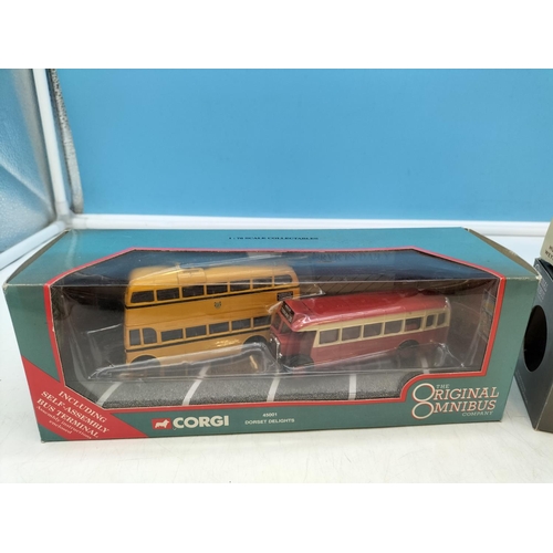 92 - Boxed Die Cast Model Buses (4) by Corgi, Atlas, etc.