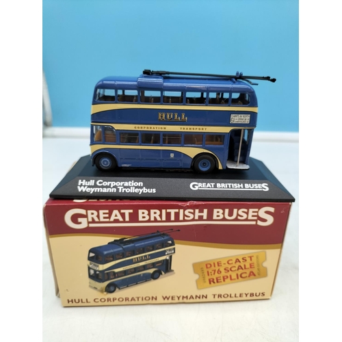 92 - Boxed Die Cast Model Buses (4) by Corgi, Atlas, etc.