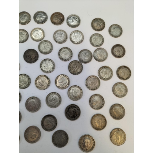 171 - Quantity of Pre 1947 .500 Silver Threepence Coins. 92.7 Grams.