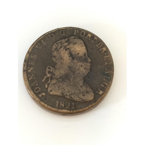 178 - Portuguese 40 Reis Coin 1821.