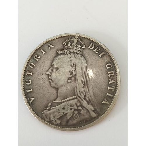 180 - Victorian 1889 Silver Half Crown.