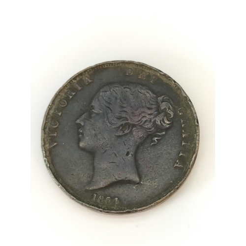 185 - Victoria 1854 Ornamental Trident Penny.