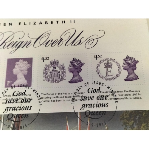 186 - 2 x Double £5 Coin and Stamp Sets - Coronation (Limited Issue to 250) and Longest Reign (Limited Iss... 