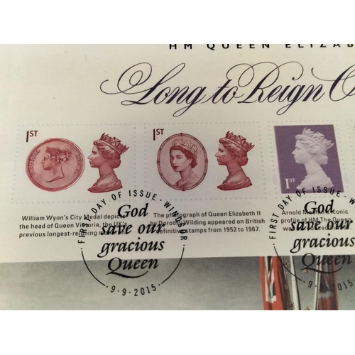 186 - 2 x Double £5 Coin and Stamp Sets - Coronation (Limited Issue to 250) and Longest Reign (Limited Iss... 