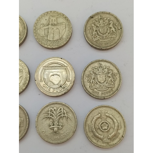 193 - Mixed Old £1 Coins (15).