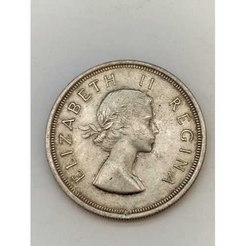 195 - South African .500 Silver Five Shilling Coin.