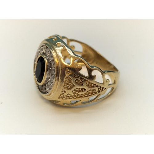 235A - Gold Plated 925 Silver Ring set with Stones. Size T.