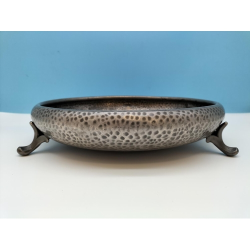 240 - Arts & Crafts Style  Pewter Craftsman of Sheffield Hammered Design Footed Bowl. 6cm High, 25cm Diame... 