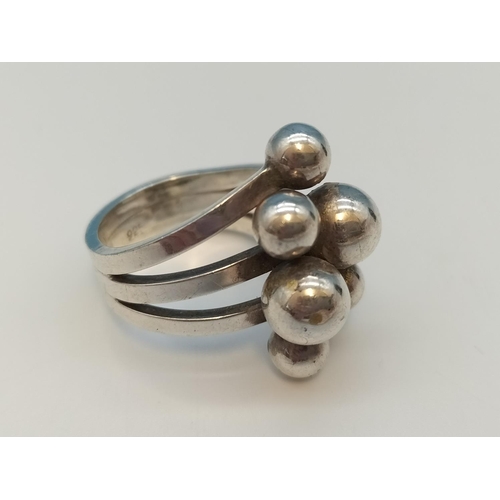 245A - 925 Silver Modernist Ring. Size P.