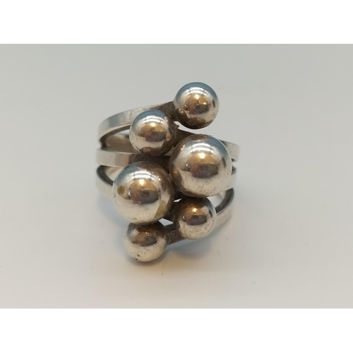 245A - 925 Silver Modernist Ring. Size P.