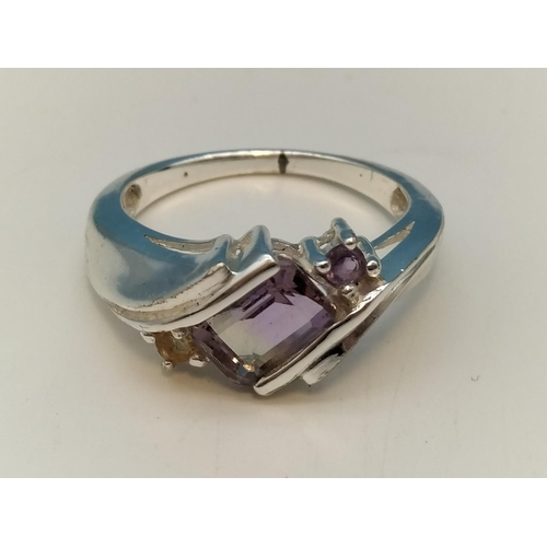 250A - 925 Silver Ring set with Amethyst Stone. Size Q.